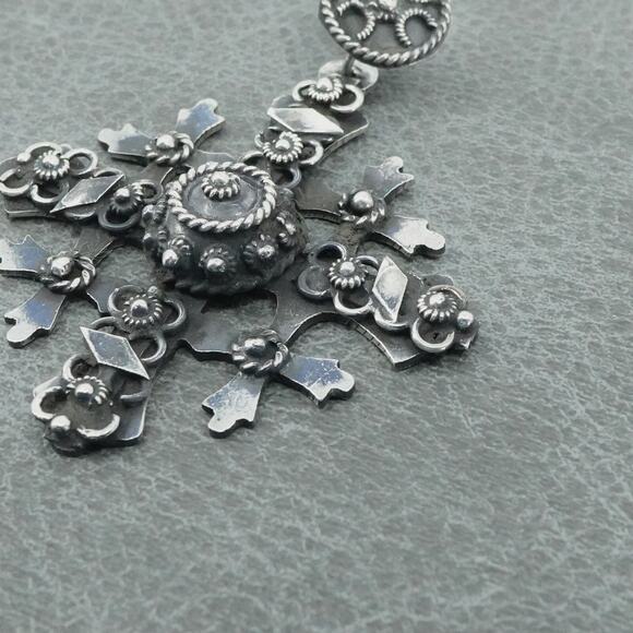 Vintage Jerusalem 925 Sterling Silver Crusader Cross Pendant Taxco Made Mexico - Picture 4 of 9